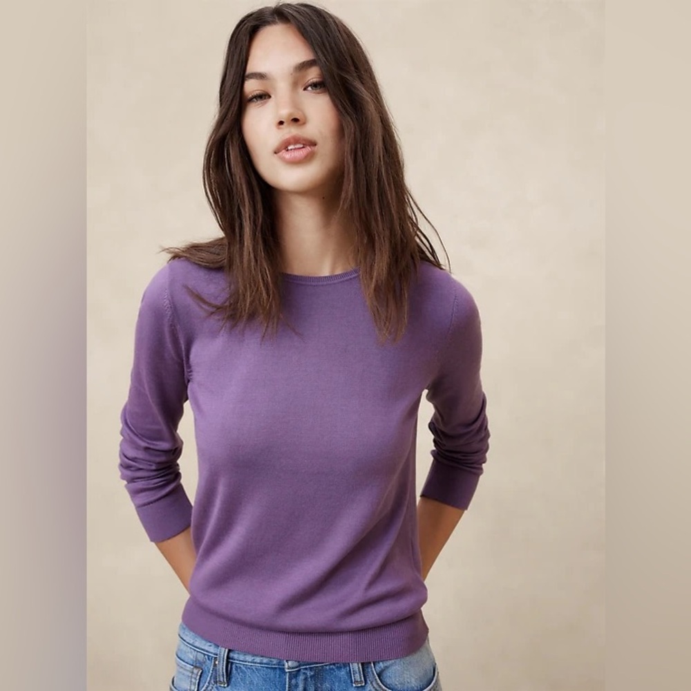 Banana Republic Purple Forever Crew-Neck Sweater